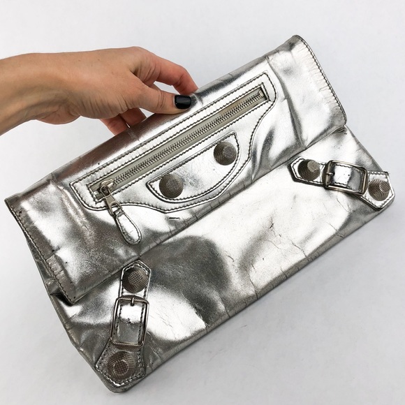 Balenciaga | Silver Metallic Clutch Bag - Picture 1 of 8